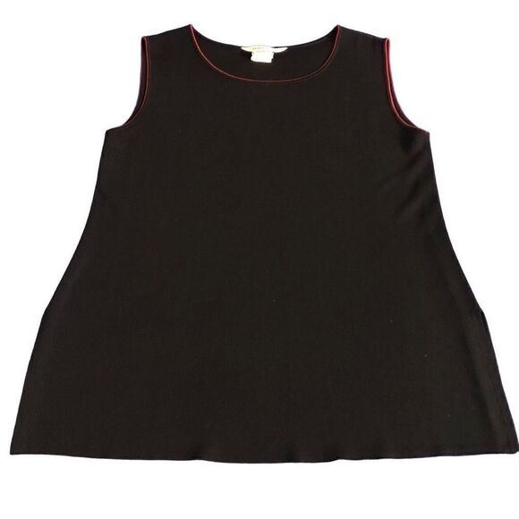Exclusively Misook Shell Acrylic Black Red Tipping Business Casual Office Size M - Picture 2 of 3